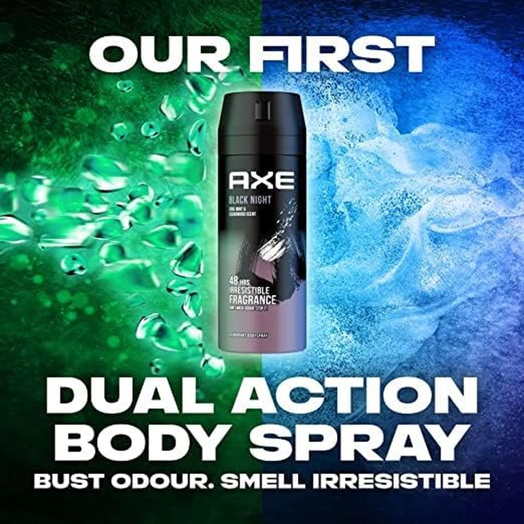 Axe, Black Night Deodorant Body Spray, Intense fragrance deodorant for all day freshness, 150ml