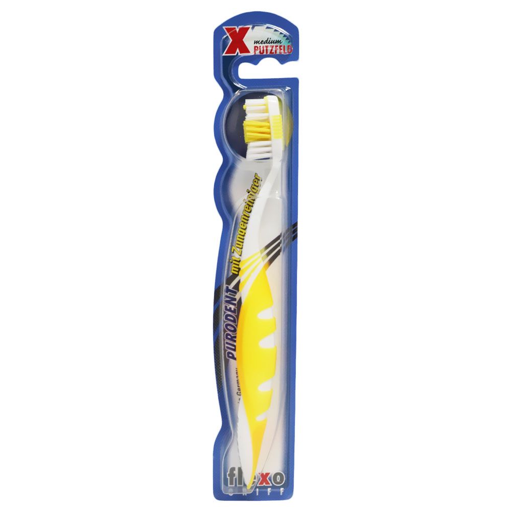 Purodent, X Putzfeld Medium Assorted Toothbrush, Medium bristle toothbrush for daily oral care