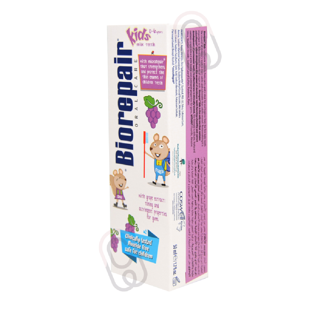 Biorepair, Kids Toothpaste Grape Flavour 0-6, Cavity protection toothpaste for young children, 50 ml