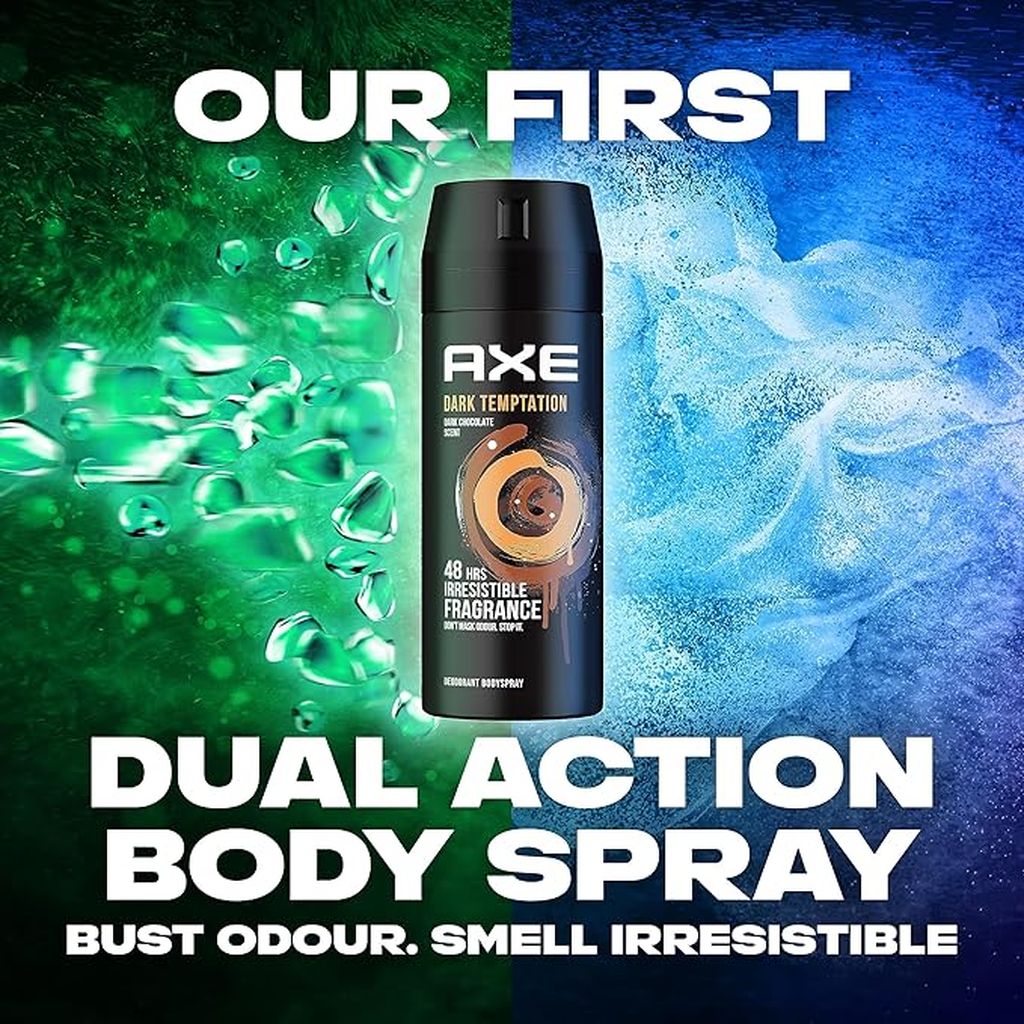 Axe, Dark Temptation Deodorant Body Spray, Rich chocolate fragrance deodorant spray, 150ml
