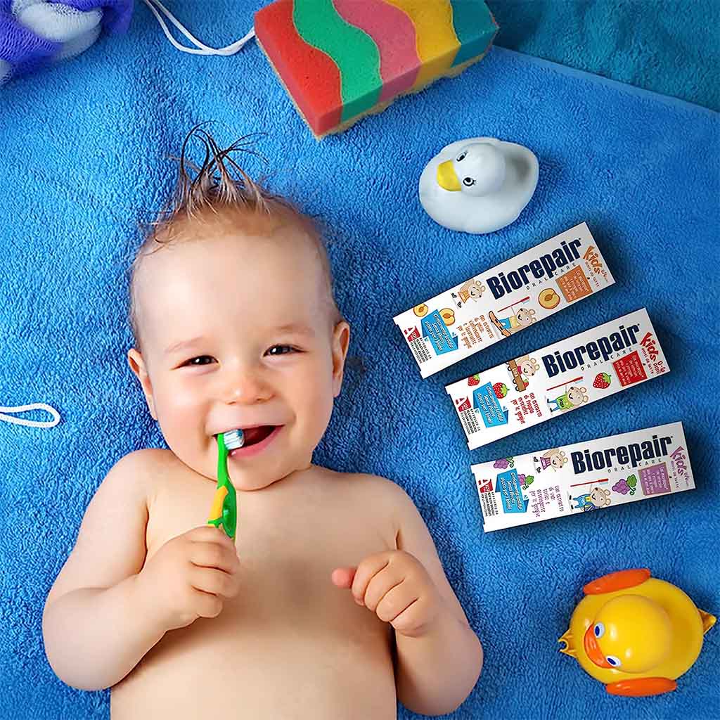 Biorepair Junior Fluoride-Free Strawberry Toothpaste For 0-6 Years Old Kid, 50 Ml