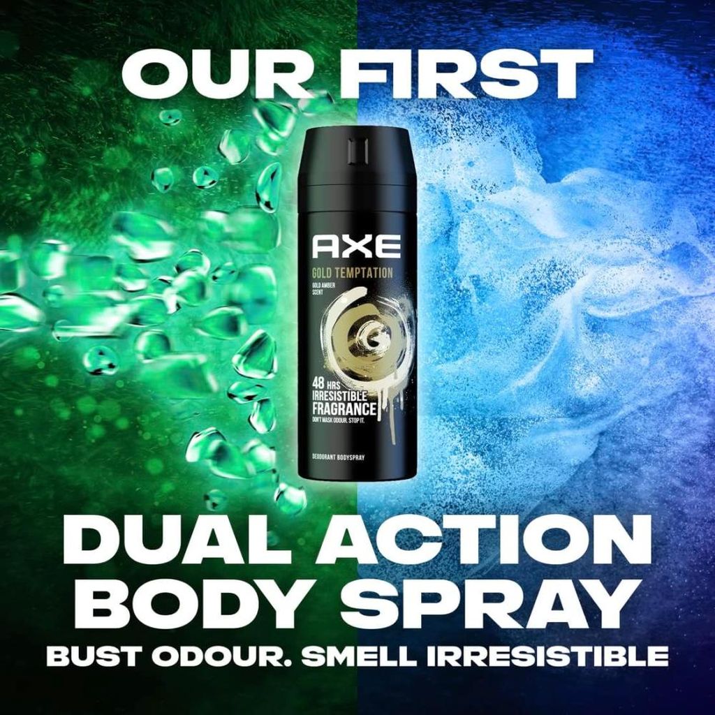 Axe, Gold Temptation Deodorant Body Spray, Long-lasting fresh scent body spray, 150ml