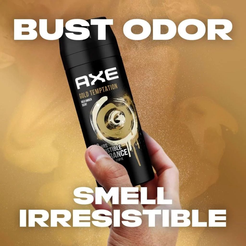 Axe, Gold Temptation Deodorant Body Spray, Long-lasting fresh scent body spray, 150ml