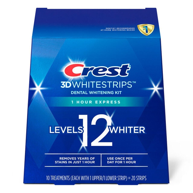 Crest, 3D White 1 Hour Express Whitestrips, Fast-acting teeth whitening strips for bright smile