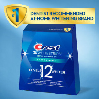 Crest, 3D White 1 Hour Express Whitestrips, Fast-acting teeth whitening strips for bright smile