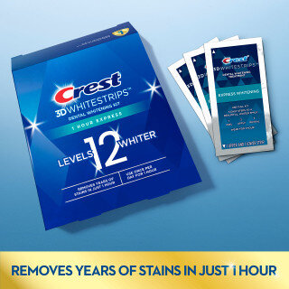 Crest, 3D White 1 Hour Express Whitestrips, Fast-acting teeth whitening strips for bright smile