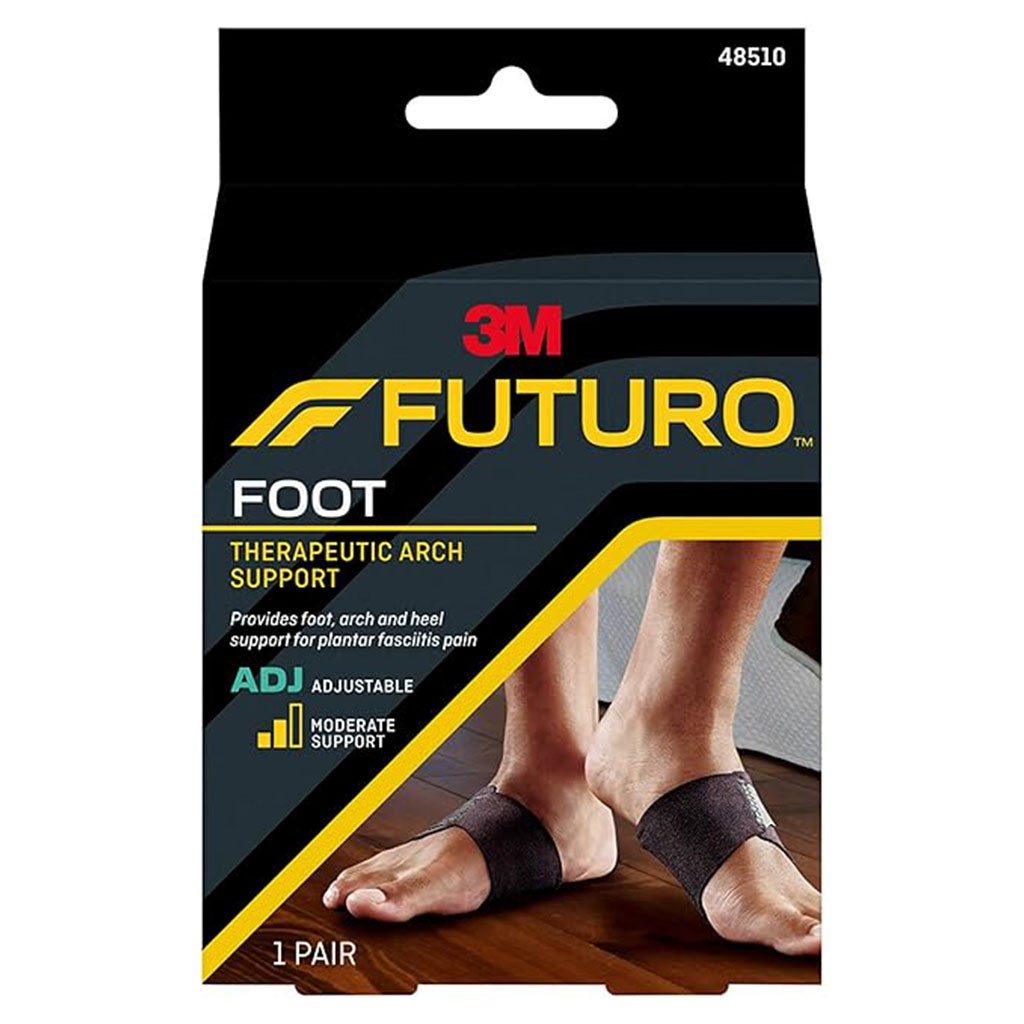 Futuro, Therapeutic Adjustable Foot Arch Support, Moderate support arch brace for left and right foot, one size, pack of 2