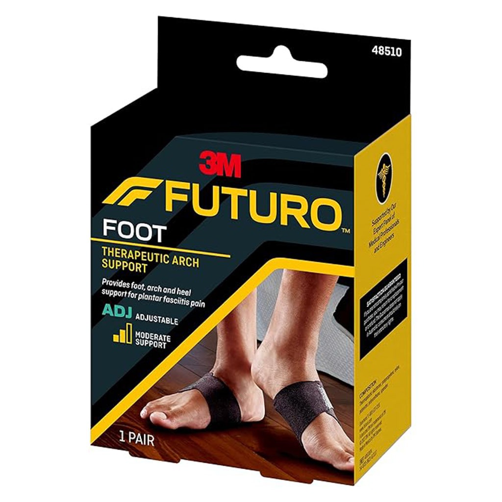 Futuro, Therapeutic Adjustable Foot Arch Support, Moderate support arch brace for left and right foot, one size, pack of 2