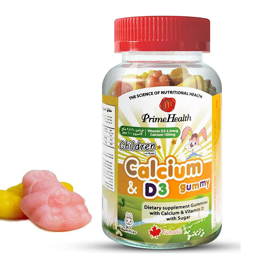 Prime Health, Kids Calcium and Vitamin D Gummy, Bone support gummies for children, 90 pieces