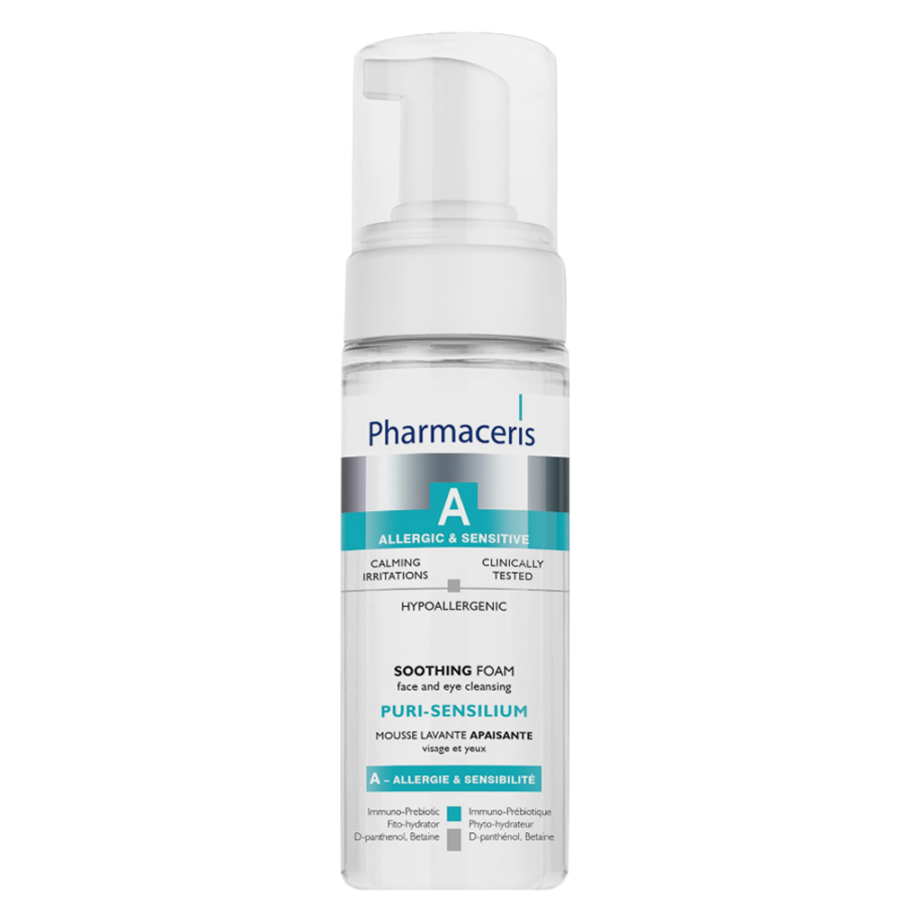 Pharmaceris A, Puri-Sensilium Face and Eye Cleansing Foam, Soothing foam cleanser for sensitive skin, 150ml