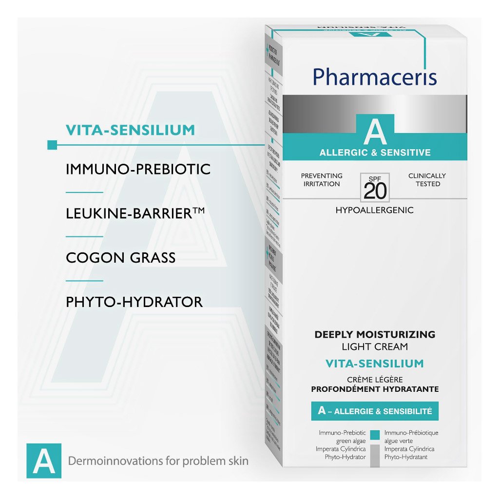 Pharmaceris A, Vita-Sensilium Deeply Moisturizing Face Cream SPF 20, Hydrating face cream with sun protection, 50ml