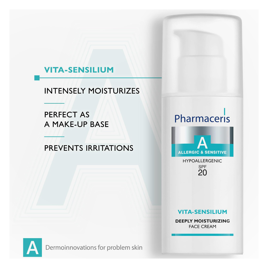 Pharmaceris A, Vita-Sensilium Deeply Moisturizing Face Cream SPF 20, Hydrating face cream with sun protection, 50ml