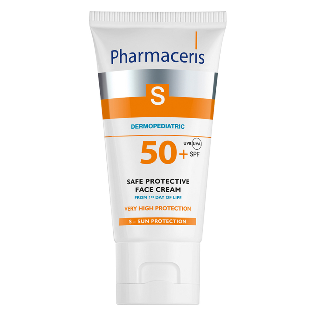 Pharmaceris S, Dermopediatric Safe Protective Face Cream SPF 50+, High protection cream for sensitive skin from birth, 50ml
