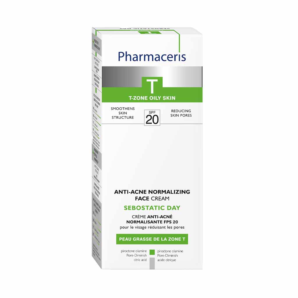 Pharmaceris T, Sebostatic Day Anti-Acne Normalizing Face Cream SPF 20, Day cream for acne-prone skin with sun protection, 50ml