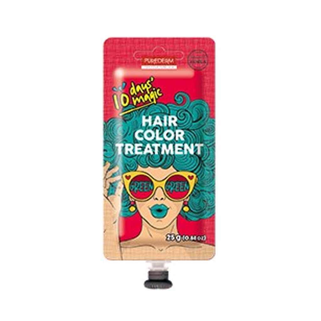 Purederm, 10 Days Magic Hair Color Treatment Green, Temporary vibrant hair color treatment, 25g