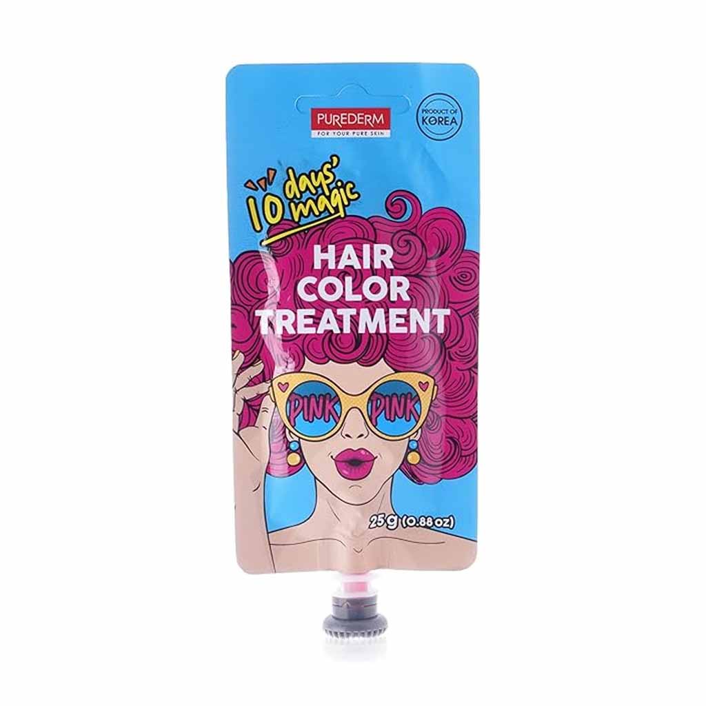 Purederm, 10 Days Magic Hair Color Treatment Pink, Temporary vibrant hair color treatment, 25g
