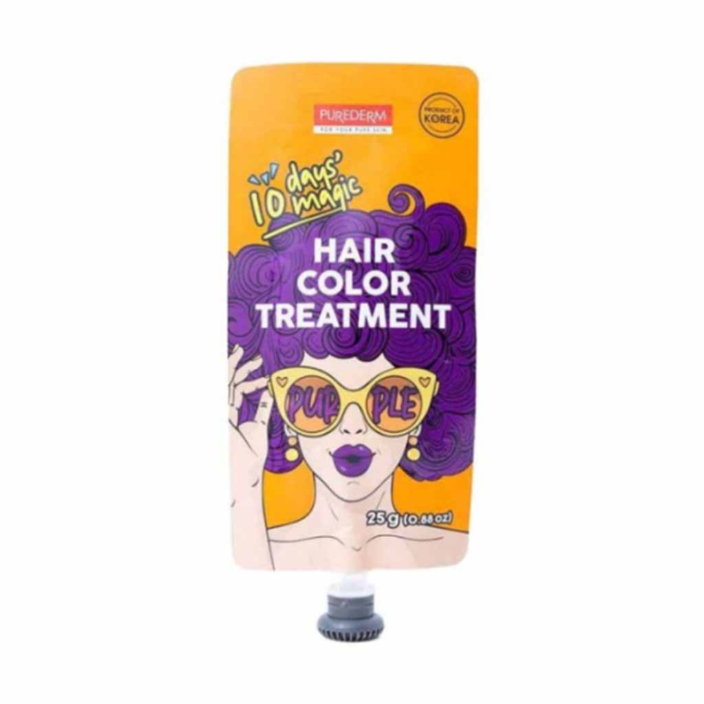 Purederm, 10 Days Magic Hair Color Treatment Purple, Temporary vibrant hair color treatment, 25g
