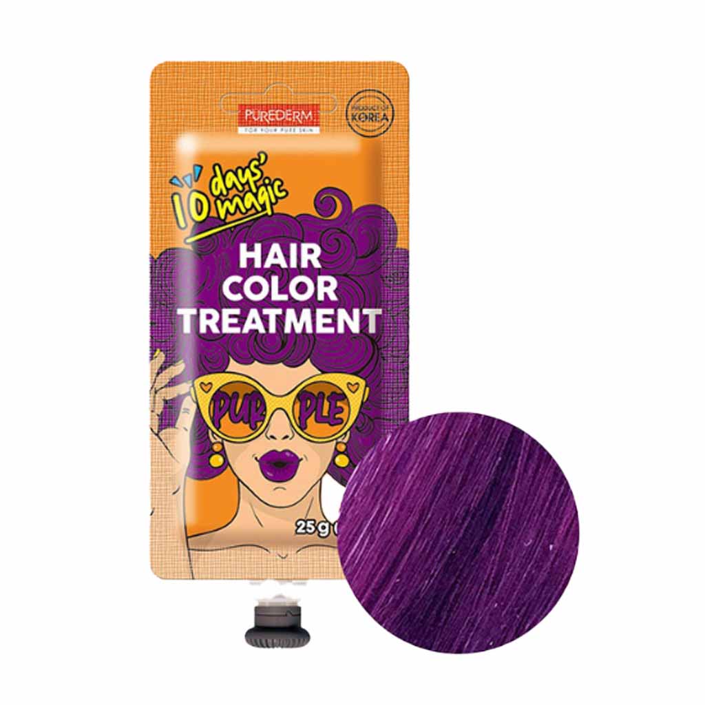 Purederm, 10 Days Magic Hair Color Treatment Purple, Temporary vibrant hair color treatment, 25g