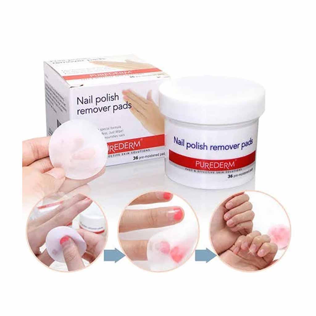 Purederm, Nail Polish Remover Pads, Pre-soaked pads for easy nail polish removal, 36 pads