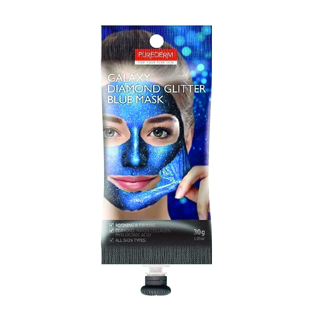 Purederm, Galaxy Diamond Glitter Blue Peel-Off Mask, Glitter-infused blue peel-off mask for radiant skin