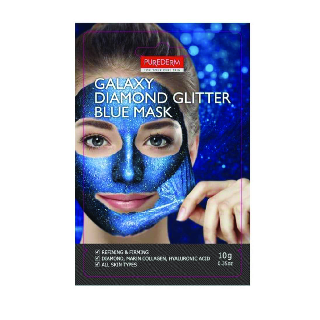 Purederm, Galaxy Diamond Glitter Blue Peel-Off Mask, Glitter-infused blue peel-off mask for radiant skin