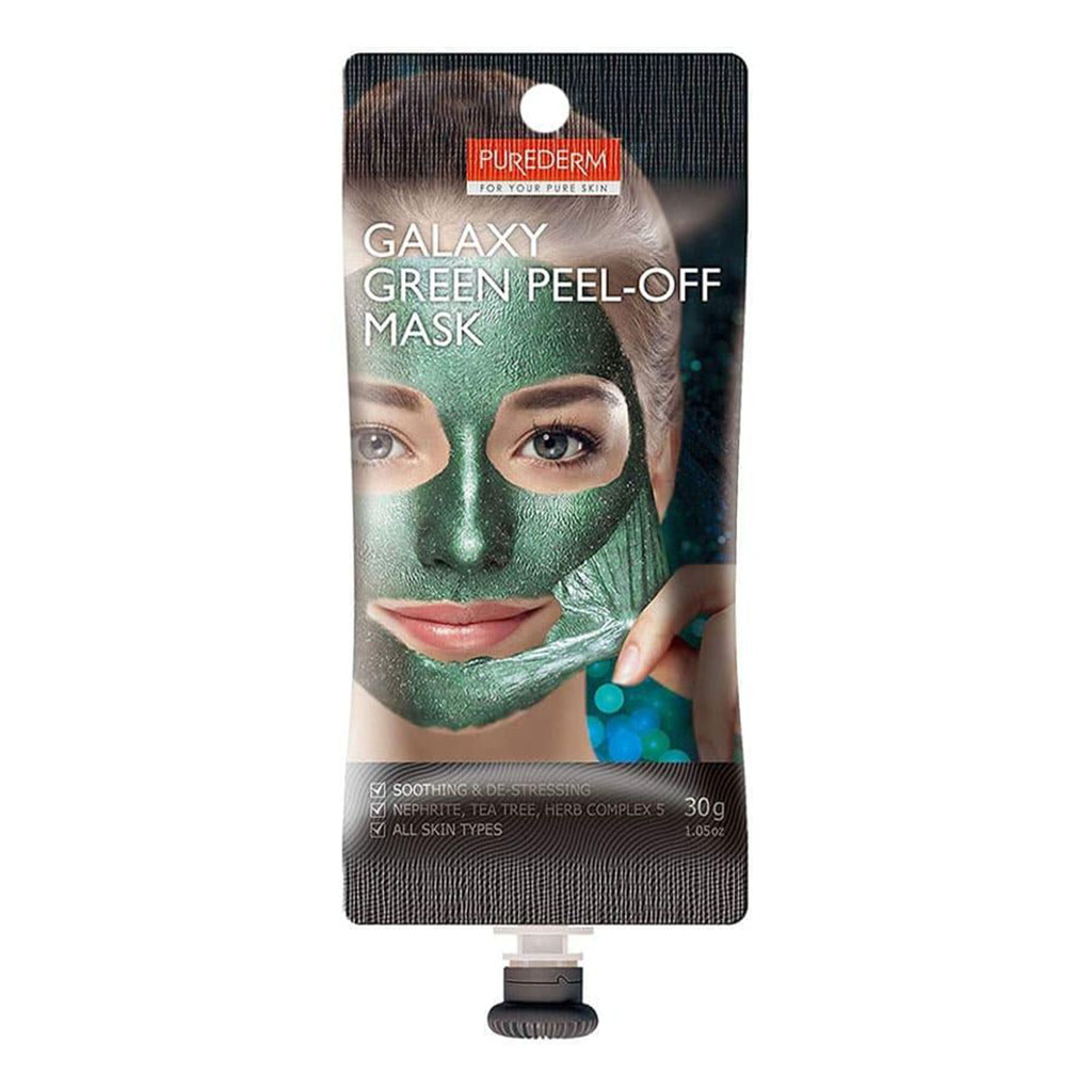 Purederm, Galaxy Green Peel-Off Mask, Detoxifying green peel-off facial mask for deep cleansing