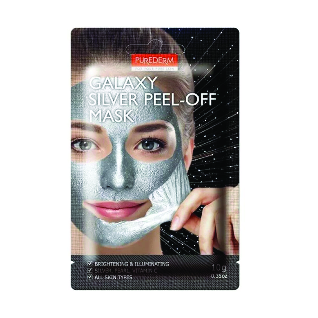 Purederm, Galaxy Silver Peel-Off Mask, Silver peel-off mask for deep pore cleansing and glow