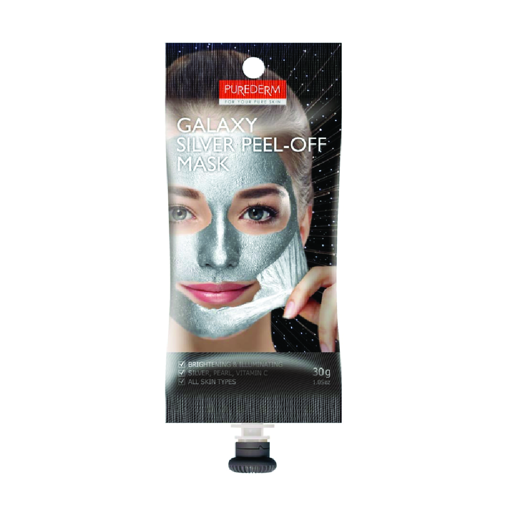 Purederm, Galaxy Silver Peel-Off Mask, Silver peel-off mask for deep pore cleansing and glow