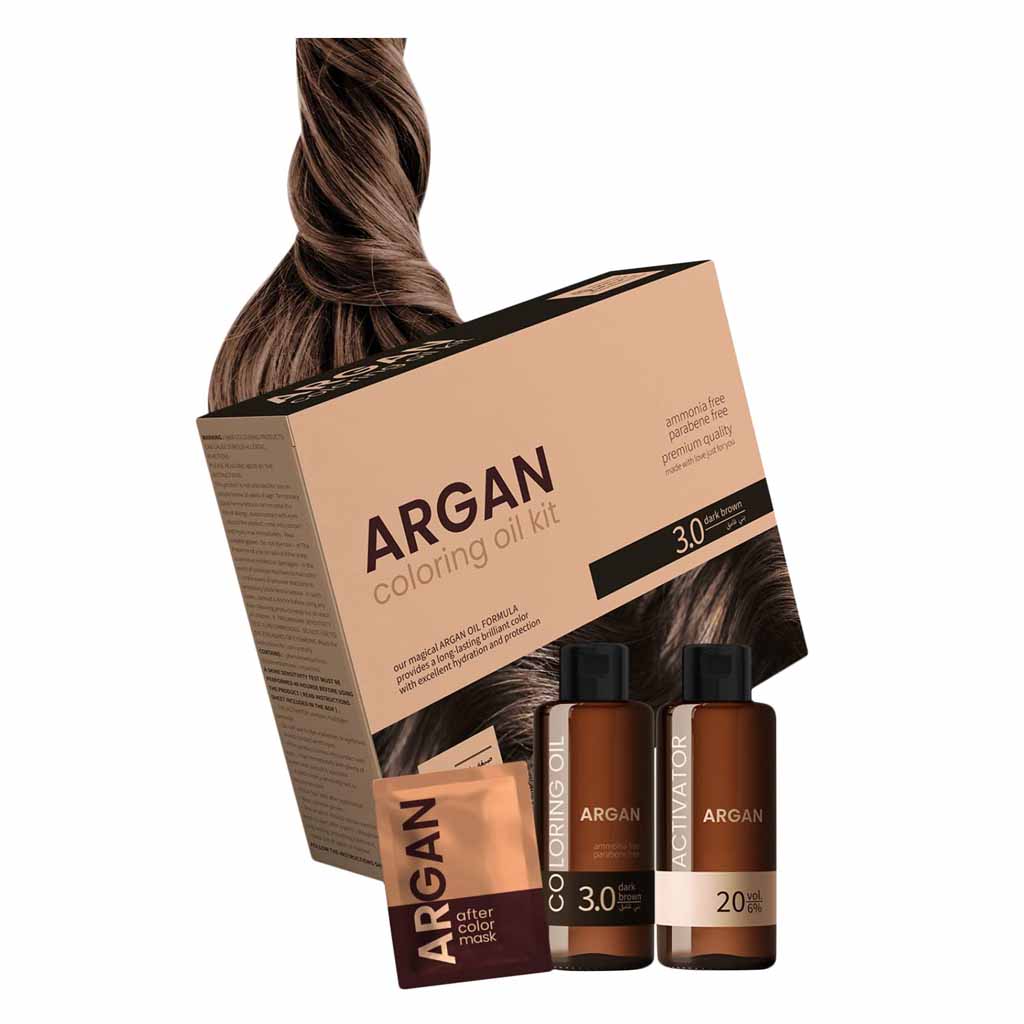 Argan Coloring Oil Kit / Dark Brown, 75 Ml
