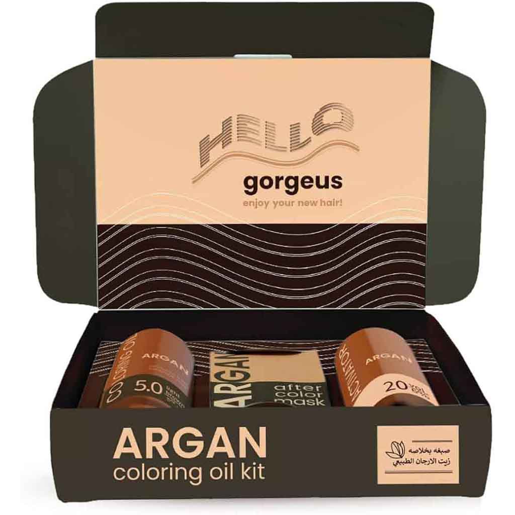 Argan Coloring Oil, Hair Color Kit Light Brown, Nourishing oil-based hair color kit, 75 ml