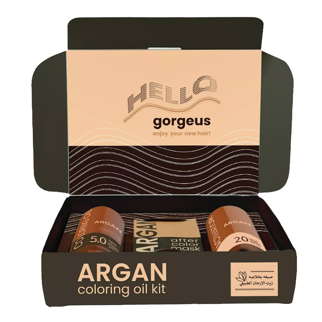 Argan Coloring Oil, Hair Color Kit Light Brown, Nourishing oil-based hair color kit, 75 ml