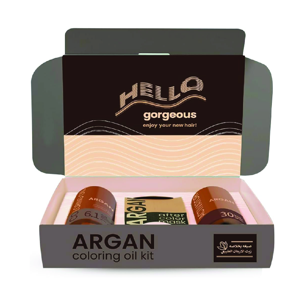 Argan Blends, Collagen Hair Colours Kit Dark Ash Blond 61, Long-lasting argan oil hair dye kit, 75 ml