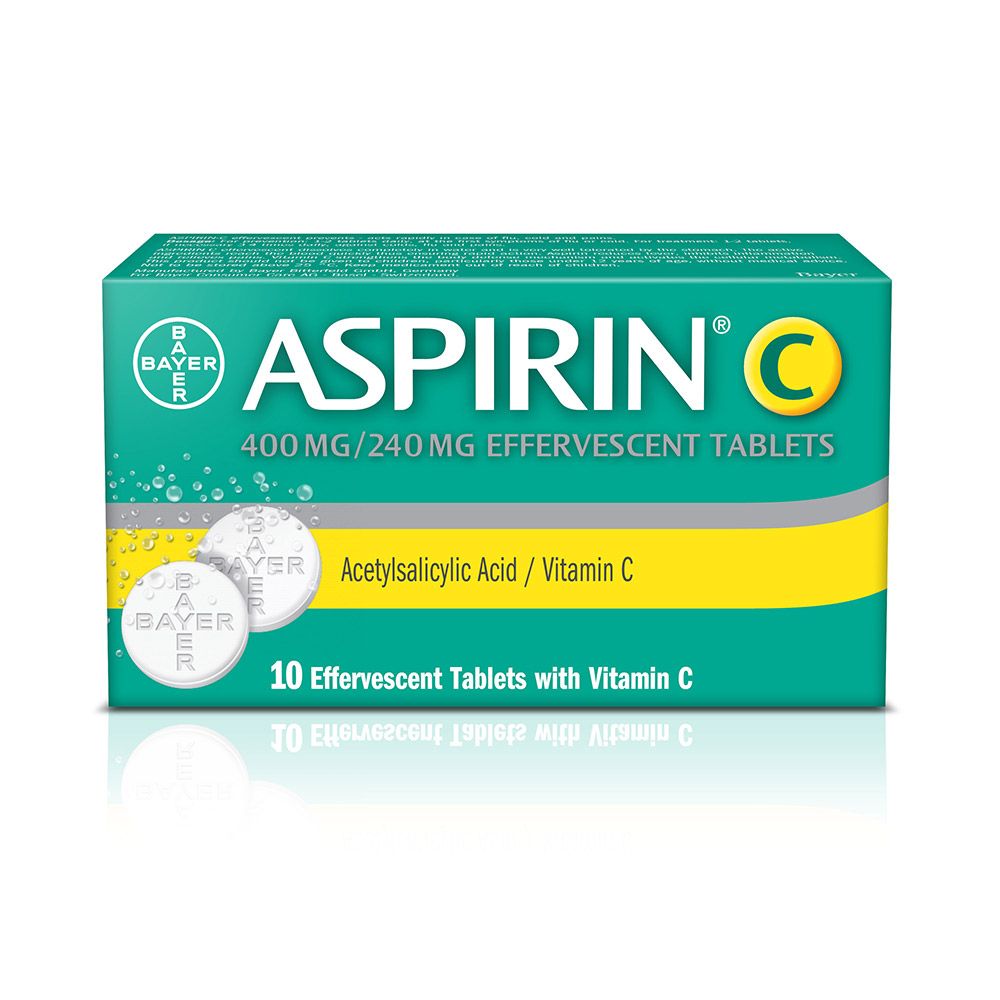Aspirin, C Effervescent Tablets, Pain relief and fever reduction, 10 tablets