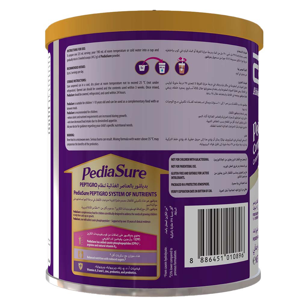 Pediasure, Stage 1+ Nutritional Milk Powder Chocolate, Complete balanced nutrition for toddlers, 400 g