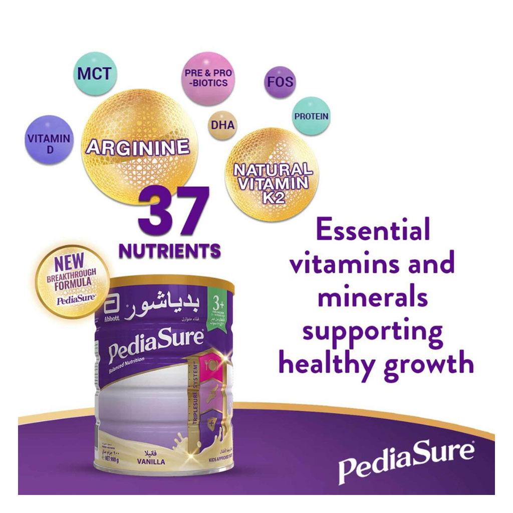 Abbott, Pediasure 3+ Vanilla Milk Powder, Complete balanced nutrition for children 3-10 years, 900g