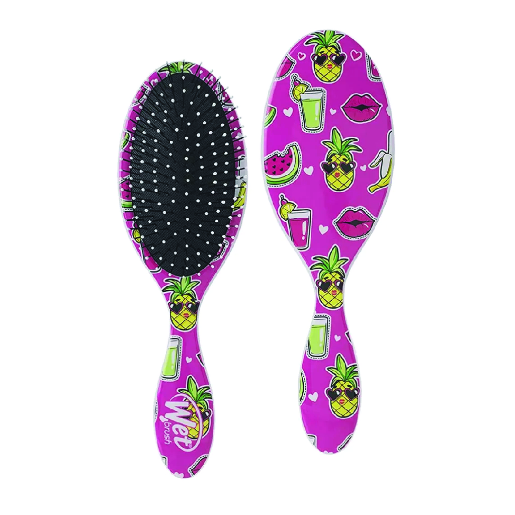 Wet Brush, Mini Happy Hair Smiley Pineapple, Compact detangling brush with fun design