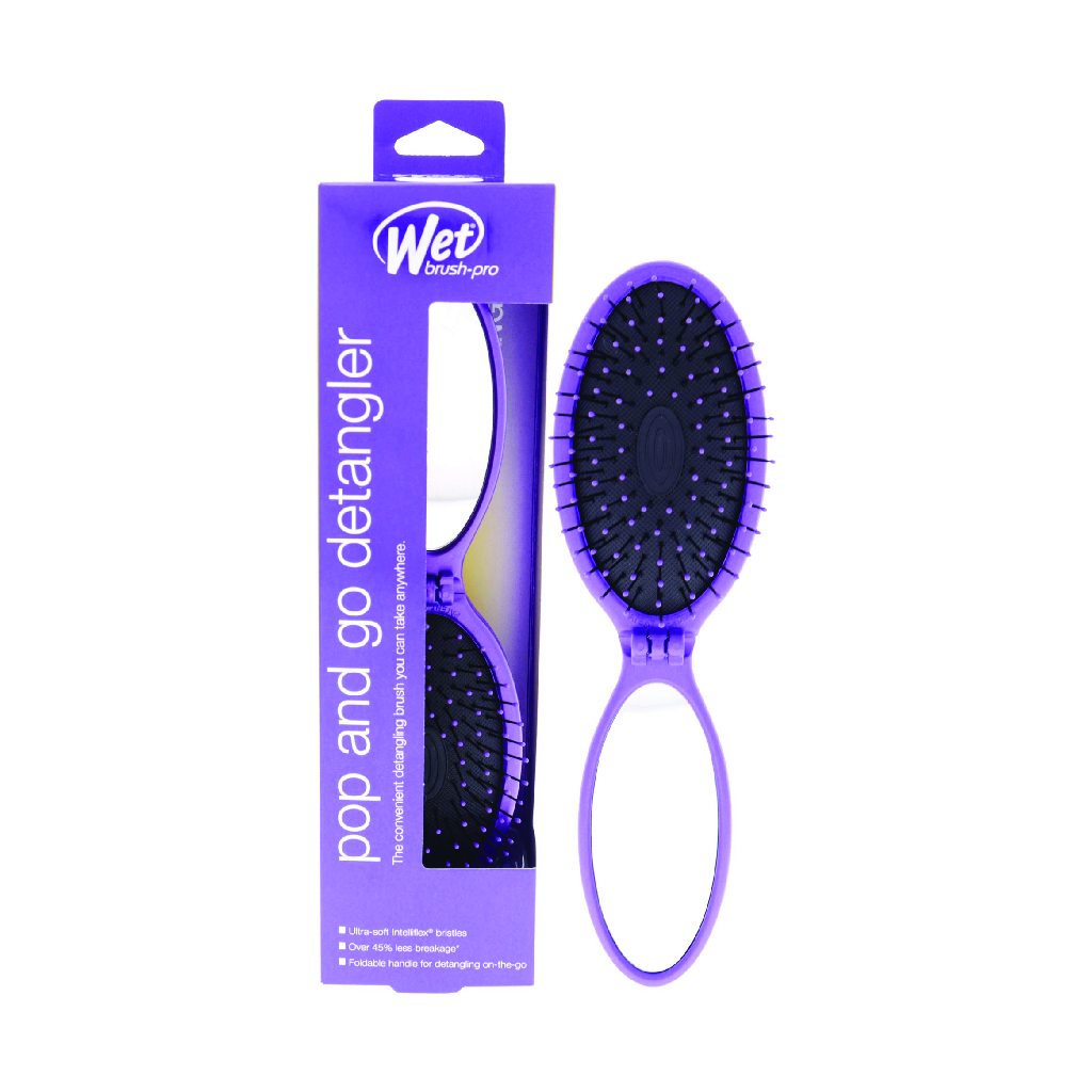Wet Brush, Pop and Go Detangler Purple, Portable detangling hairbrush for all hair types