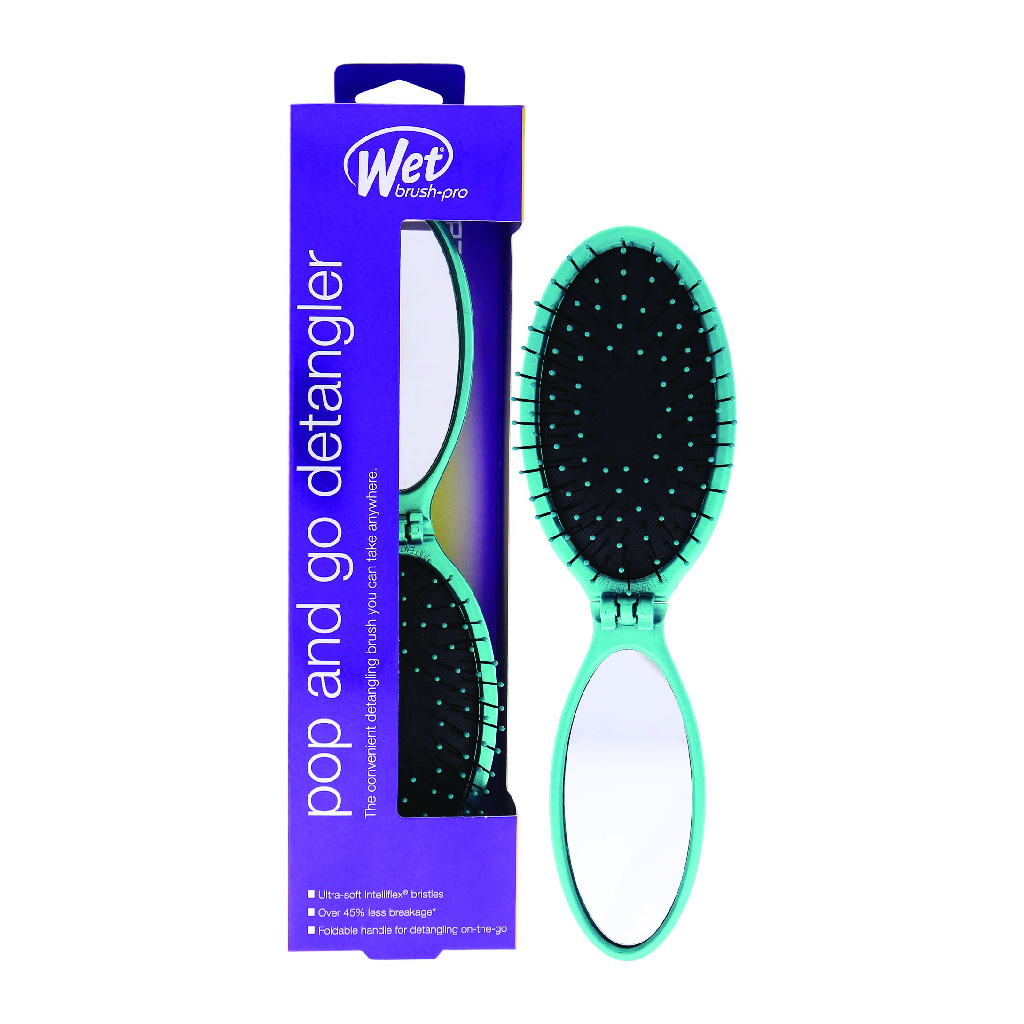 Wet Brush, Pop and Go Detangler Teal, Portable detangling hairbrush for all hair types