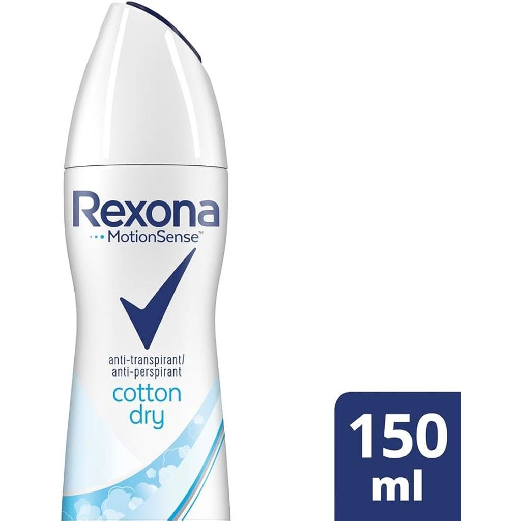 Rexona, Motion Sense Cotton Dry Anti Perspirant Spray, Long-lasting fresh scent sweat protection, 150 ml