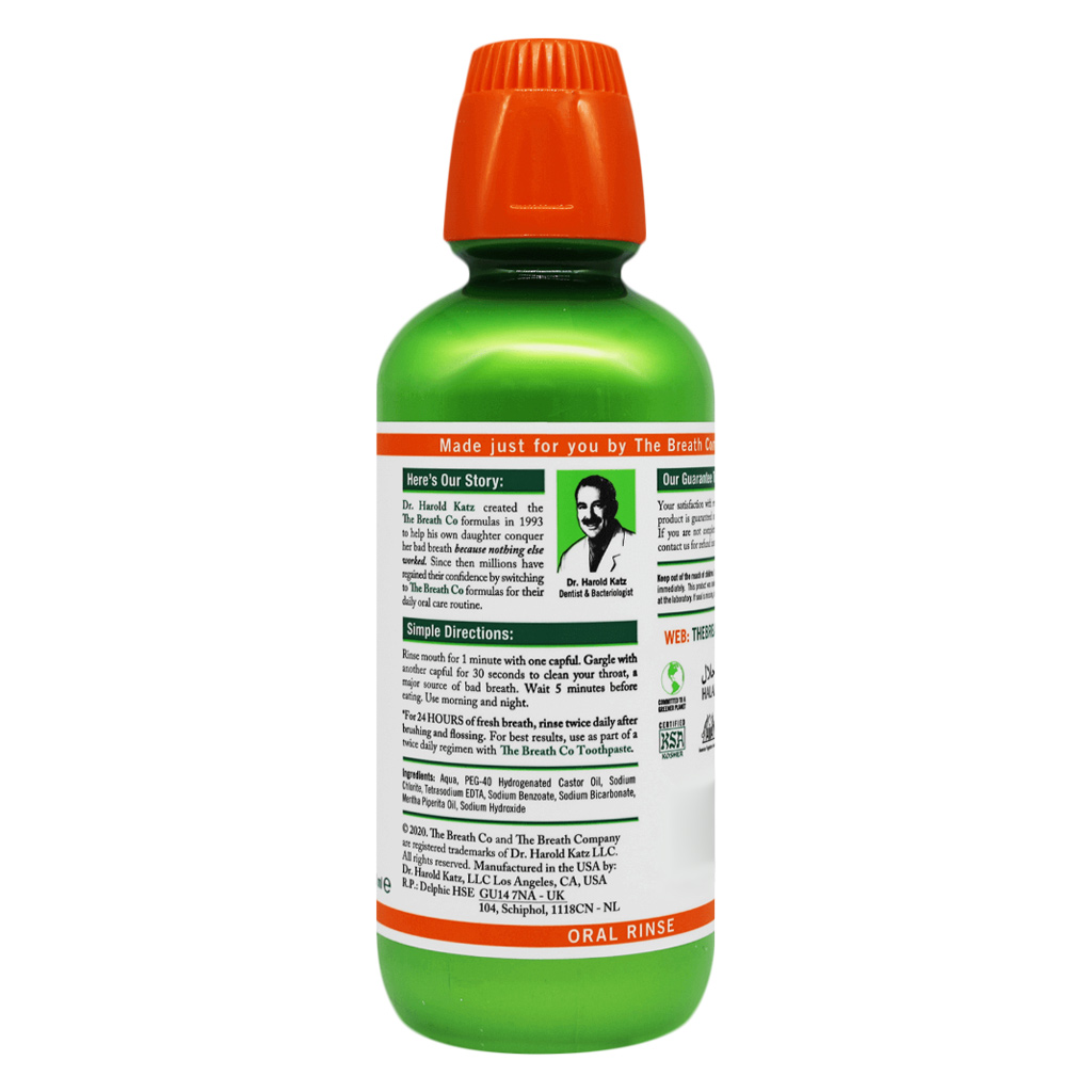 The Breath Co., Fresh Breath Mild Mint Oral Rinse, Mild mint mouthwash for fresh breath, 500ml