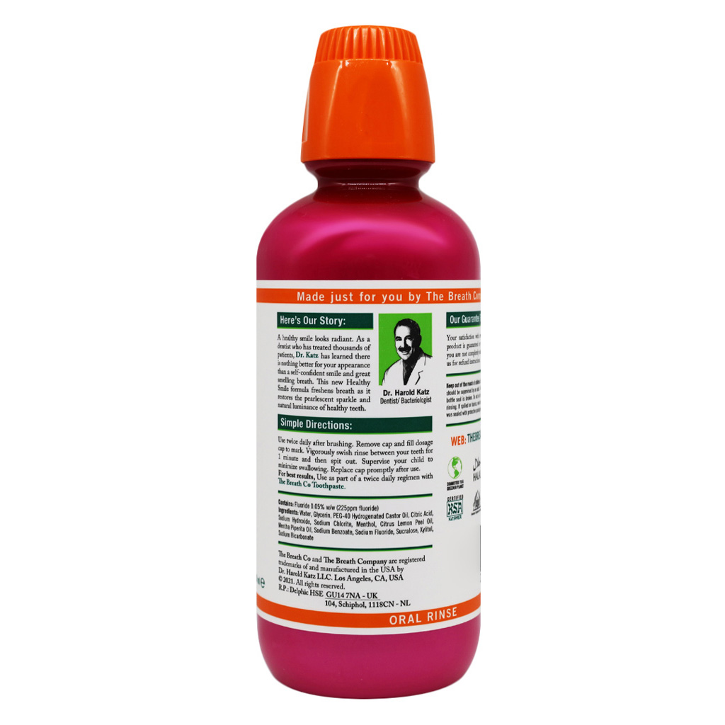 The Breath Co., Fresh Breath Sparkle Mint Oral Rinse, Long-lasting fresh breath mouthwash, 500 ml