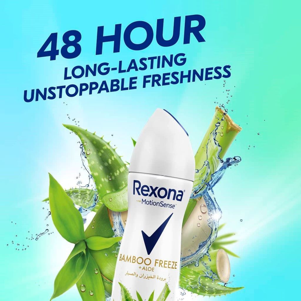 Rexona, Motion Sense Bamboo Freeze and Aloe Anti-Perspirant Spray, Long-lasting fresh and sweat protection, 150ml