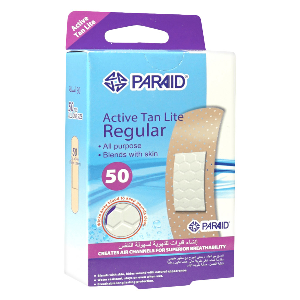 Paraid Active Tan Lite Regular Plasters 50 Pieces