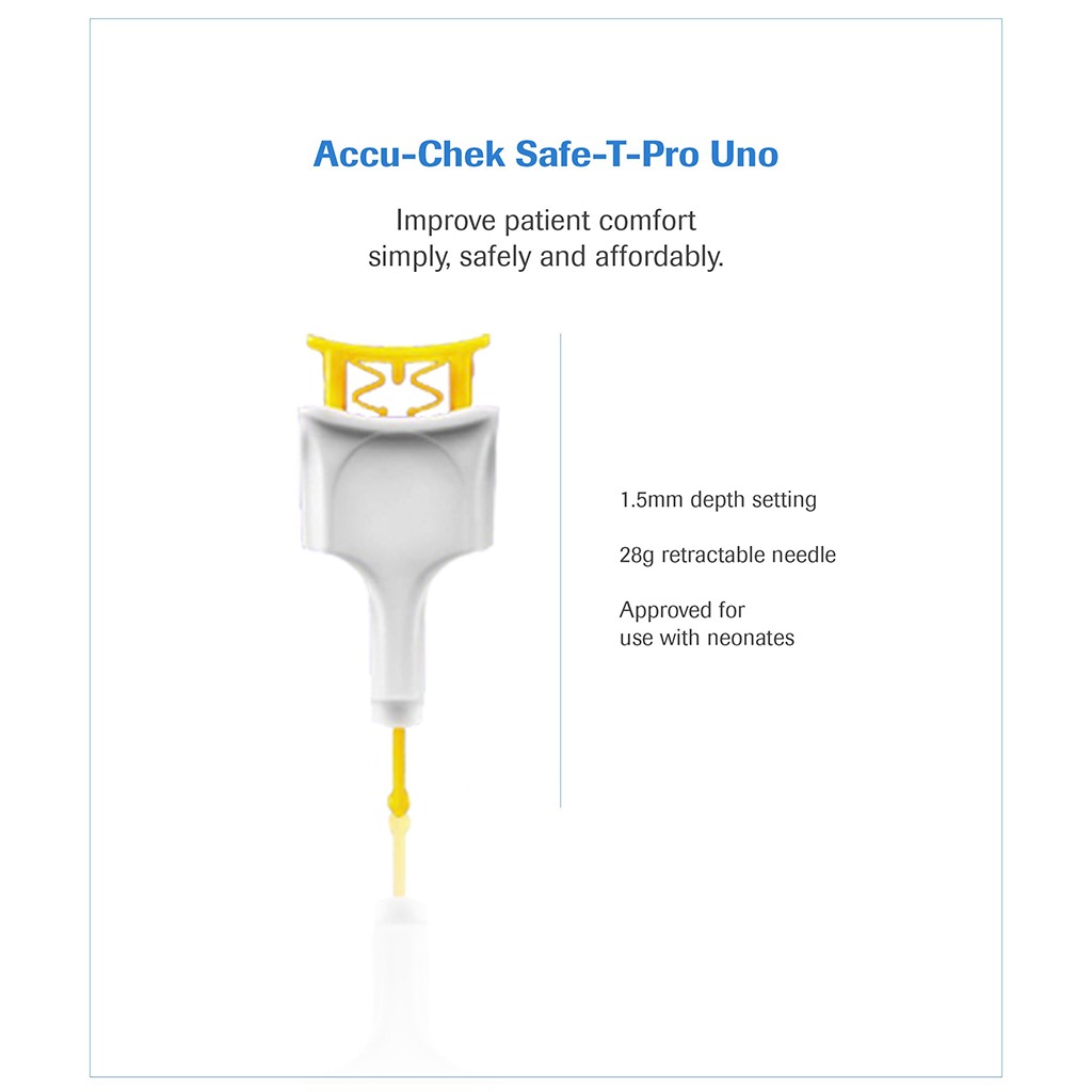 Accu-Chek Safe-T-Pro Uno Sterile Single Use Lancets For Diabetic Blood Glucose Testing, Pack of 200's