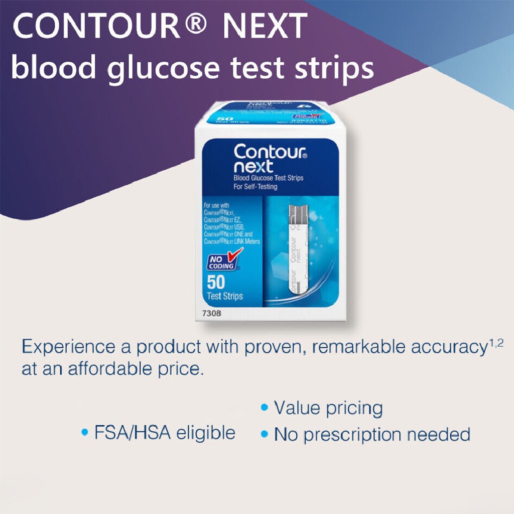 Ascensia, Contour Next Blood Glucose Test Strips, Accurate blood glucose test strips for diabetes monitoring