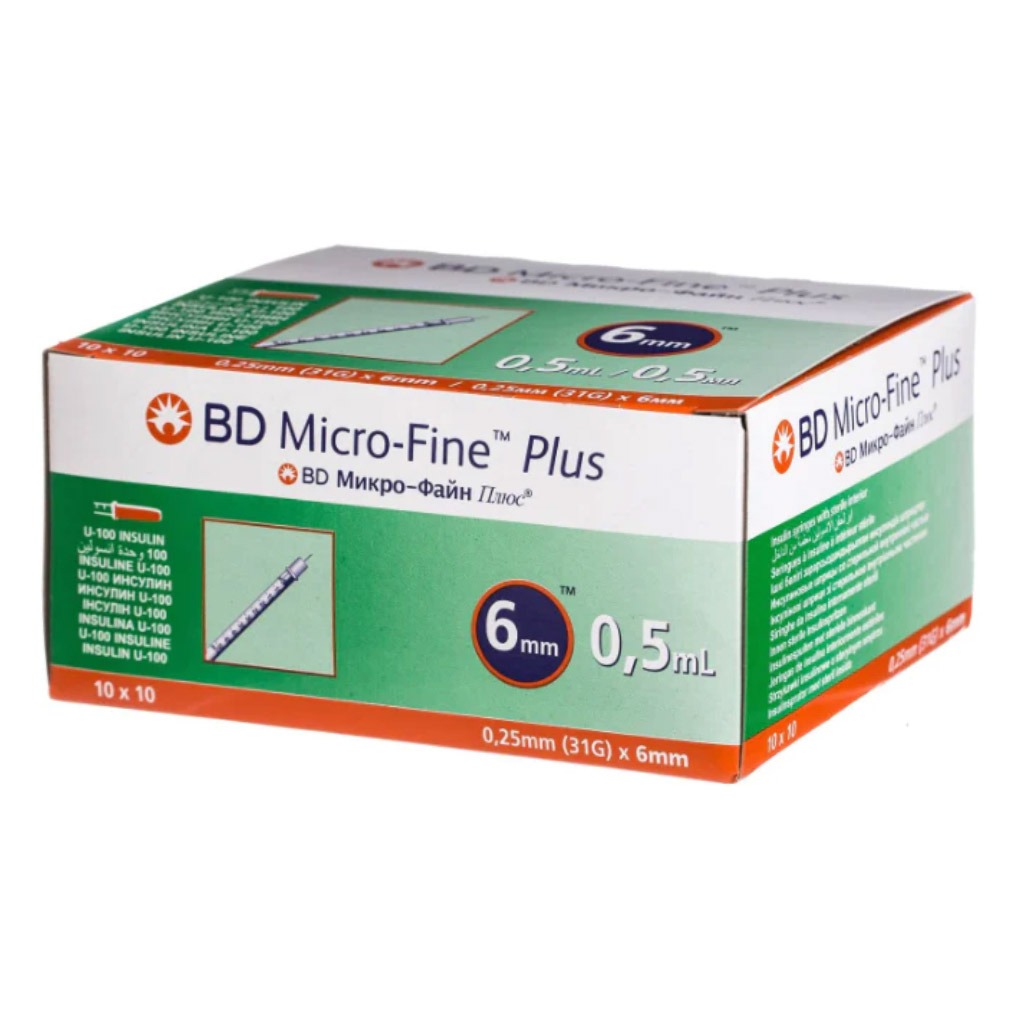 BD Micro-Fine+ Insulin Syringe 31g 6mm 0.5ml 100's
