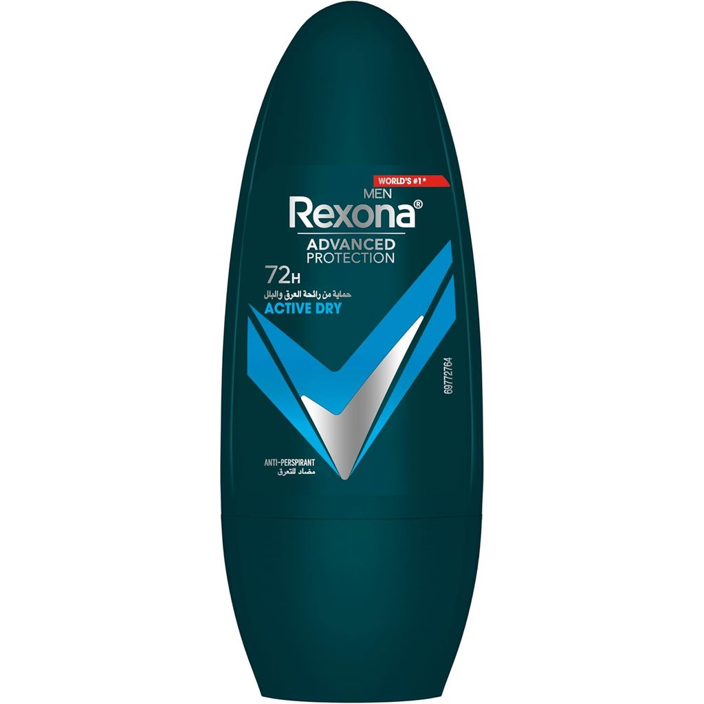 Rexona Men, Advanced protection active dry anti-perspirant roll on, Long-lasting sweat and odor protection, 50 ml