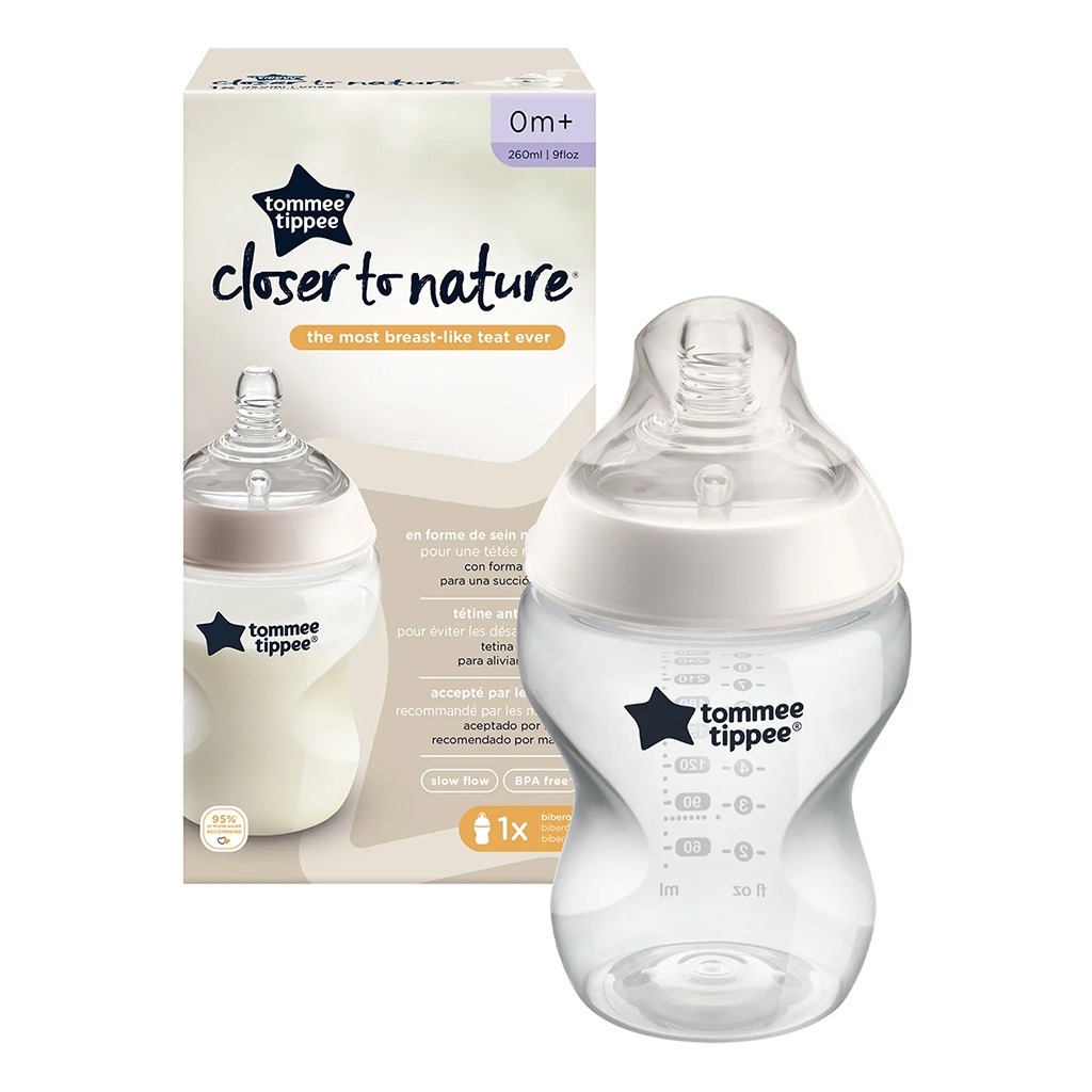 Tommee Tippee, Bottle Close to Nature, Baby feeding bottle with anti-colic design, 260 ml