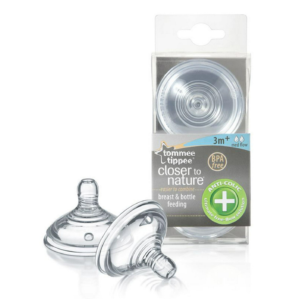 Tommee Tippee, Nipple Natural Medium Flow, Medium flow nipple for easy feeding, 12 ml
