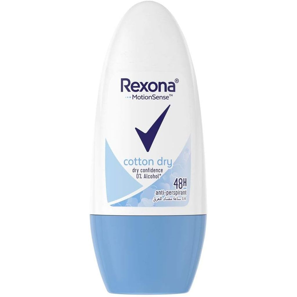 Rexona, Motion Sense Cotton Dry Anti-Perspirant Roll-On, Long-lasting sweat and odor protection, 50ml